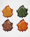 Vietri Autunno Glass Figural Leaf Canape Plates, Set Of 4 In Multi