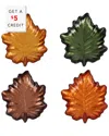 Vietri Autunno Glass Figural Leaf Canape Plates, Set Of 4