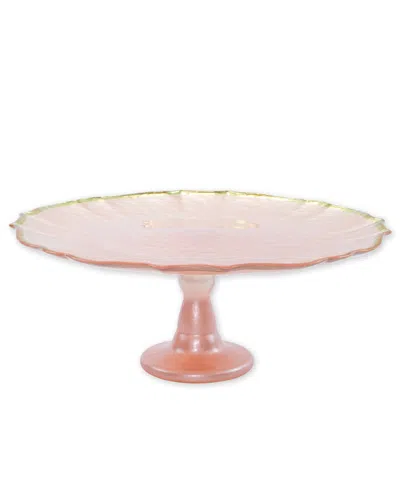 Vietri Baroque Glass Cake Stand In Pink