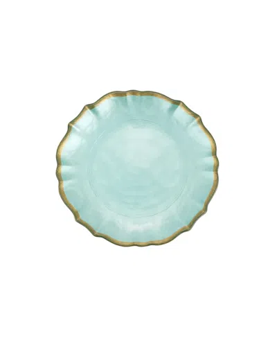 Vietri Baroque Glass Cocktail Plate 6" D In Aqua