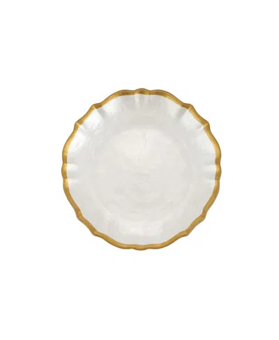 Vietri Baroque Glass Cocktail Plate 6" D In White