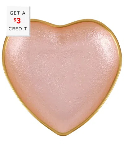 Vietri Baroque Glass Heart Cocktail Plate With $3 Credit In Pink