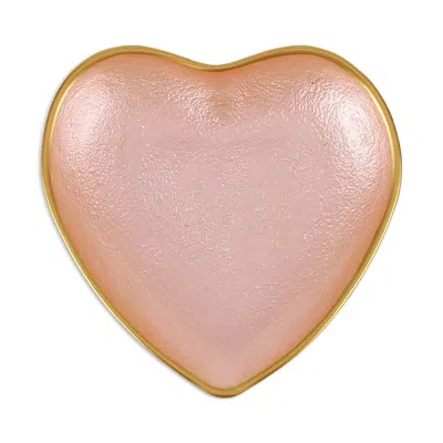 Vietri Baroque Glass Pink Heart Cocktail Plate