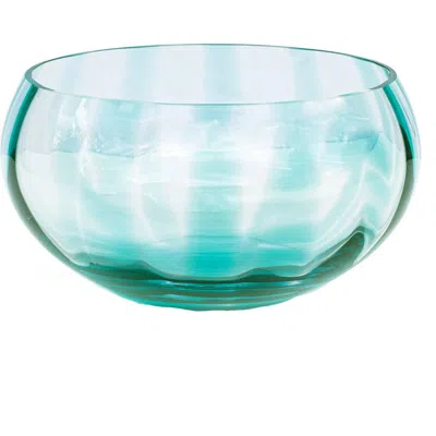 Vietri Bolla Blue Glass Pleated Centerpiece Bowl