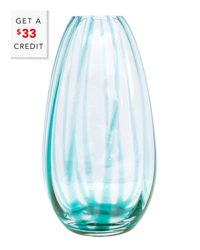 Vietri Bolla Glass Ash Medium Pleated Vase With $33 Credit