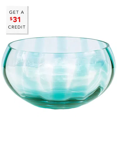 Vietri Bolla Glass Ash Pleated Centerpiece With $31 Credit In Blue