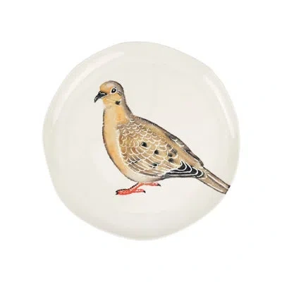 Vietri Cacciatore Dove Round Platter In Brown;white