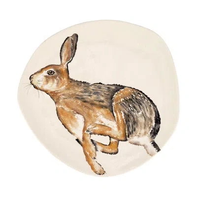 Vietri Cacciatore Hare Oblong Platter In Brown,beige,gray