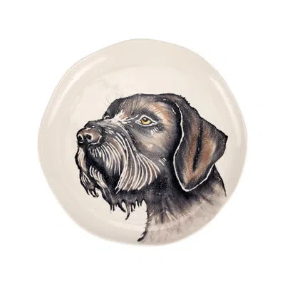 Vietri Cacciatore Spinone Italiano Medium Round Platter In Black,beige