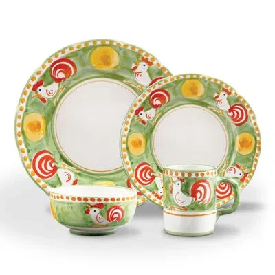Vietri Campagna 4 Piece Place Setting Set, Service For 1 In White;green;red;yellow