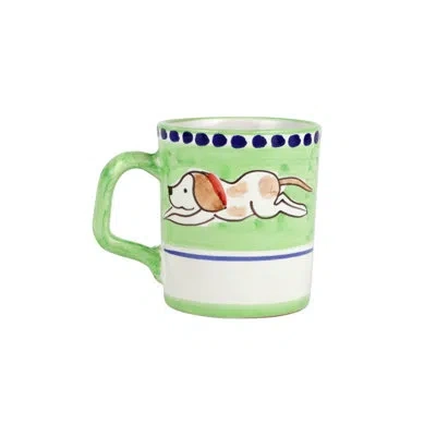 Vietri Campagna Cane Coffee Mug In Blue;white;green
