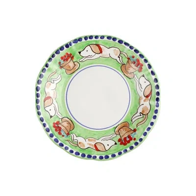 Vietri Campagna Cane Salad Plate In White;green