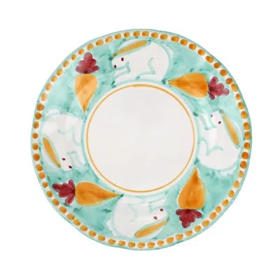 Vietri Campagna Coniglio Dinner Plate In Green,orange,white
