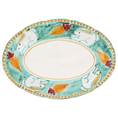 Vietri Campagna Coniglio Oval Platter In Turquoise,white,orange
