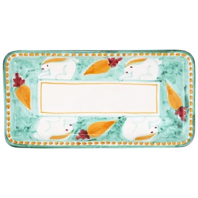 Vietri Campagna Coniglio Rectangular Platter In Turquoise,white,orange