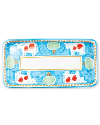 Vietri Campagna Mucca Rectangular Platter In Blue