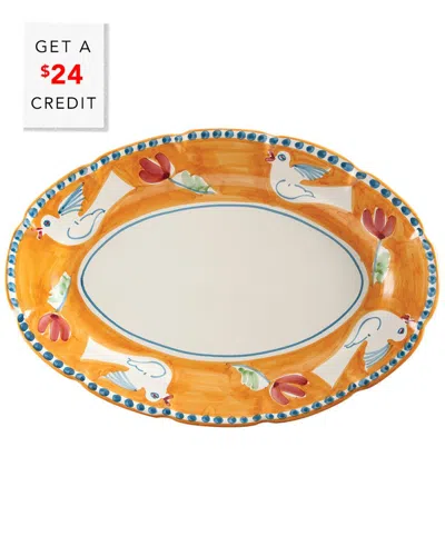 Vietri Campagna Uccello Oval Platter With $24 Credit In Orange