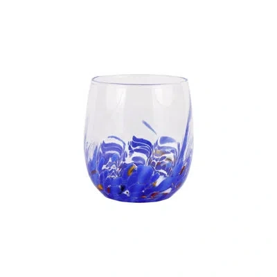 Vietri Chiara Blue Short Tumbler In Clear,blue
