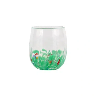 Vietri Chiara Green Short Tumbler In Green,clear
