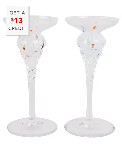 Vietri Chiara White Short Candlesticks (set Of 2) With $13 Credit