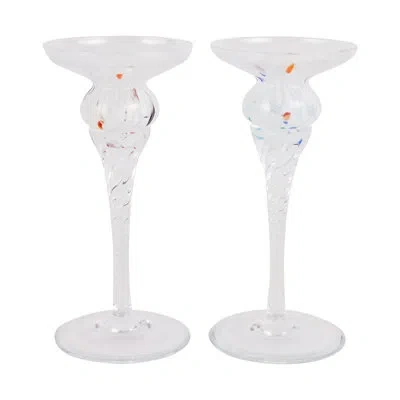 Vietri Chiara White Tall Candlesticks - Set Of 2