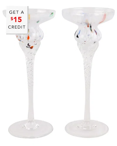 Vietri Chiara White Tall Candlesticks (set Of 2) With $15 Credit