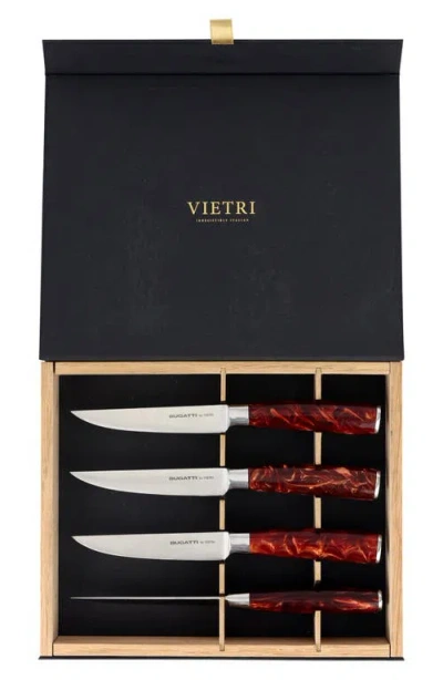 Vietri Coltelli 4-piece Stainless Steel Steak Knife Set In Brown