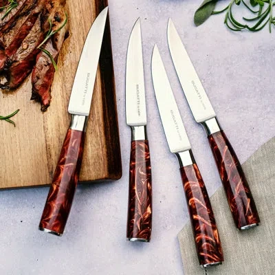 Vietri Coltelli Brown Marbled Steak Knives - Set Of 4