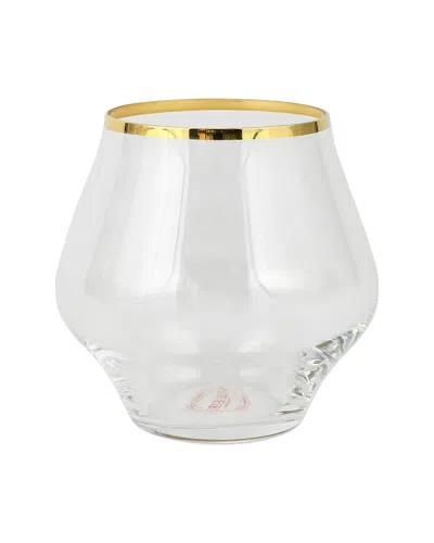 Vietri Contessa Gold Stemless Wine Glass In Transparent