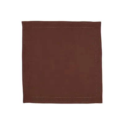 Vietri Cotone Linens Chocolate Napkins With Double Stitching - Set Of 4
