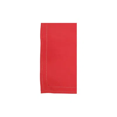 Vietri Cotone Linens Red Napkins With Double Stitching - Set Of 4