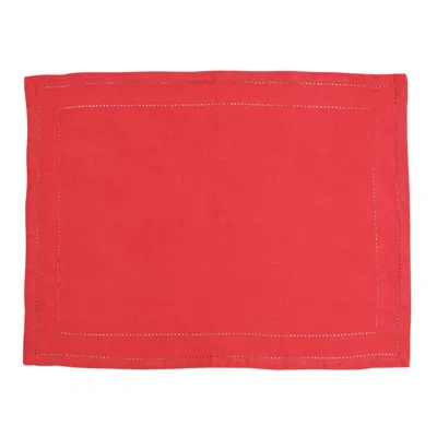 Vietri Cotone Linens Red Placemats With Double Stitching - Set Of 4