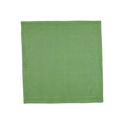 Vietri Cotone Linens Sage Napkins With Double Stitching - Set Of 4