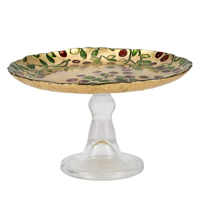Vietri Cranberry Glass Small Cake Stand In Multi