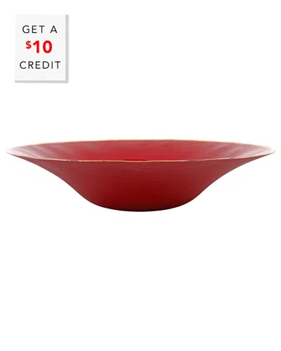 Vietri Discontinued  Metallic Glass Centerpiece With $10 Credit In Red