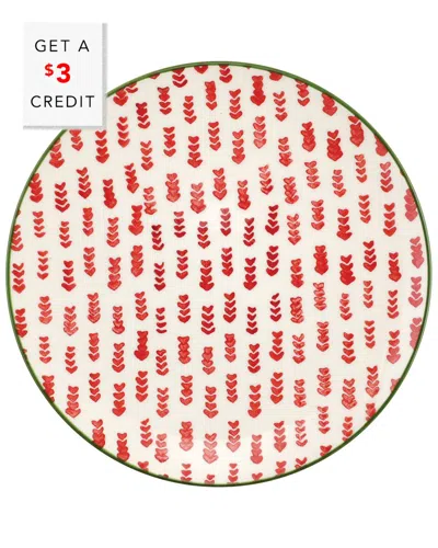 Vietri Discontinued Viva By  Mistletoe Arrow Salad Plate With $3 Credit In Red