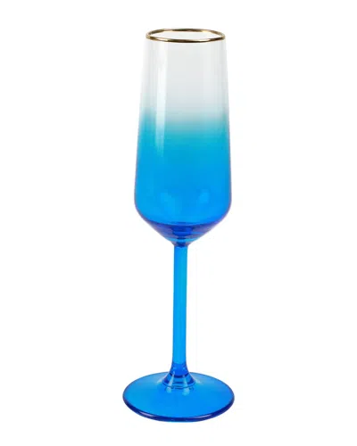 Vietri Rainbow Sapphire Champagne Flute