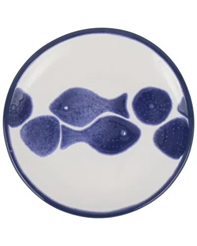 Vietri Santorini Fish Soap Dish In White Blue