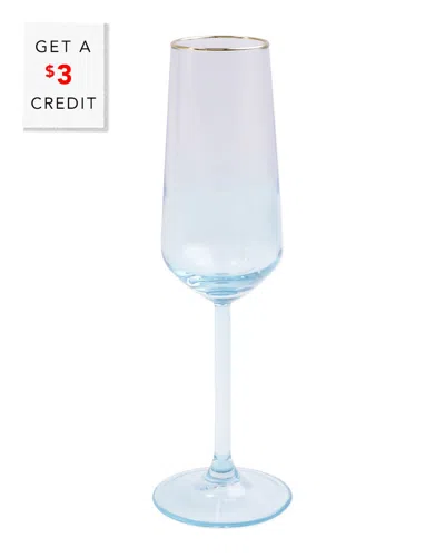 VIETRI DNU UNPROFITABLE VIVA BY VIETRI RAINBOW TURQUOISE CHAMPAGNE FLUTE  WITH $3 CREDIT