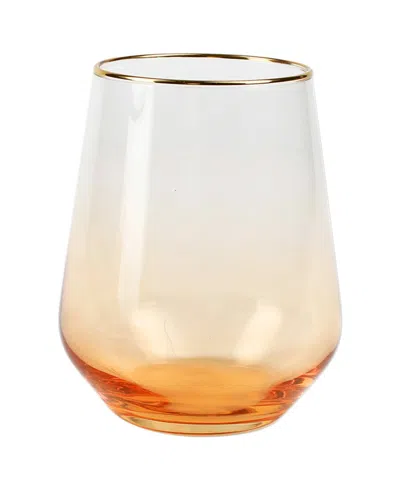 Vietri Rainbow Amber Stemless Wine Glass