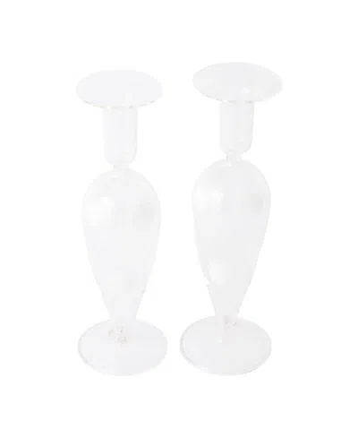 Vietri Drop 9.5" Candlesticks, Set Of 2 In White