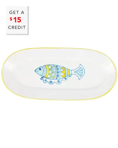 Vietri Elba's Fish Narrow Oval Platter With $15 Credit