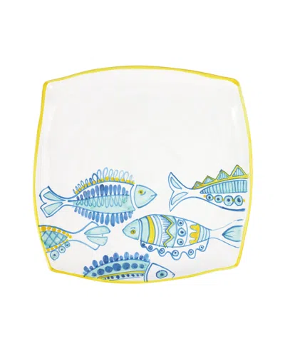 Vietri Elba's Fish Square Platter In Multicolor