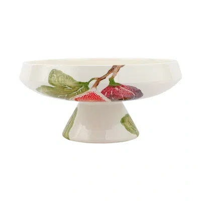 Vietri Fico Pedestal Bowl In White;green;purple