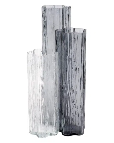 Vietri Flora Glass Gray Vase With $13 Credit In Metallic
