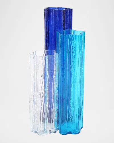 Vietri Flora Glass Vase In Blue
