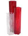 Vietri Flora Triple Glass Vase In Red