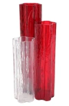 Vietri Flora Triple Glass Vase In Red