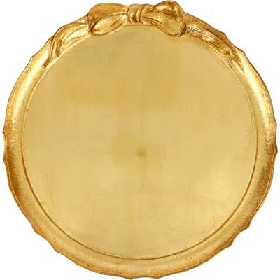 Vietri Florentine Round Wood Tray In Gold