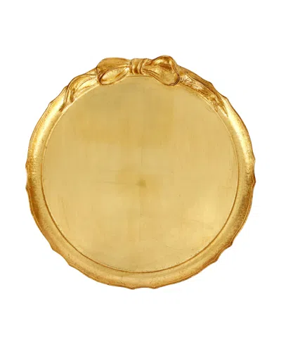 Vietri Florentine Wooden Accessories Bow Round Tray In Gold